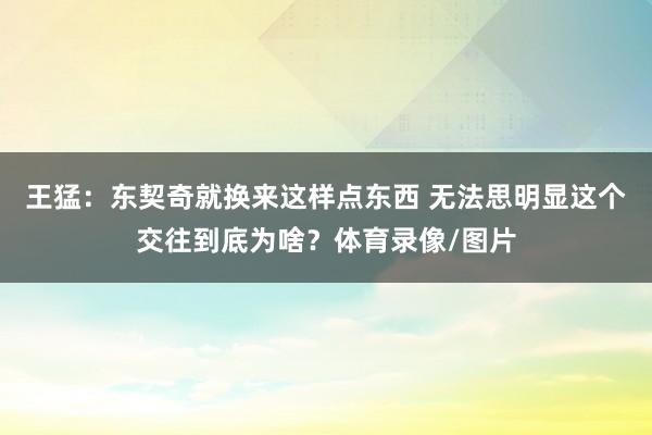 王猛：东契奇就换来这样点东西 无法思明显这个交往到底为啥？体育录像/图片