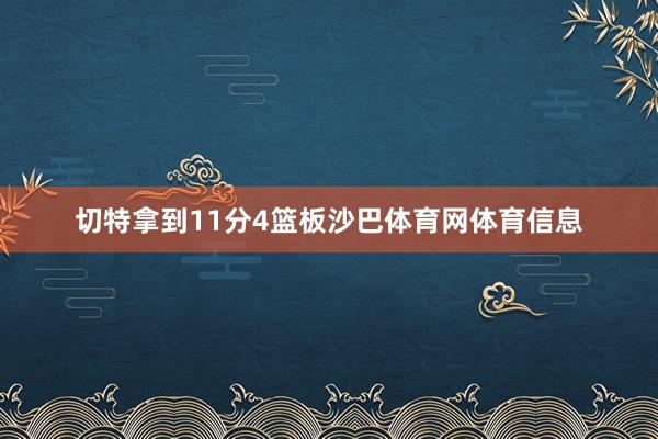 切特拿到11分4篮板沙巴体育网体育信息