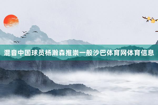 混音中国球员杨瀚森推崇一般沙巴体育网体育信息