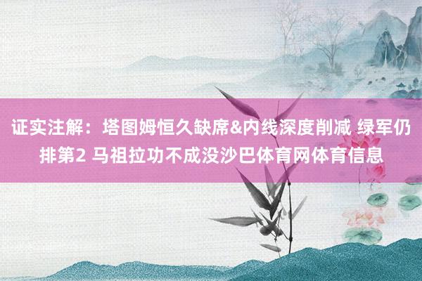 证实注解：塔图姆恒久缺席&内线深度削减 绿军仍排第2 马祖拉功不成没沙巴体育网体育信息