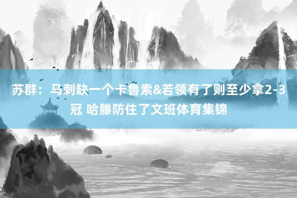苏群：马刺缺一个卡鲁索&若领有了则至少拿2-3冠 哈滕防住了文班体育集锦